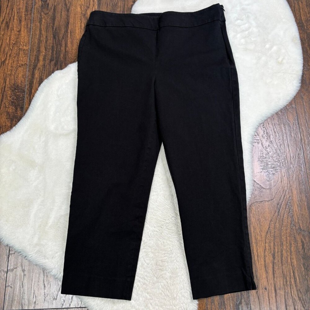 Talbots Chatham Crop Pants 10 Black Side-Zip Stretch Chino Women's